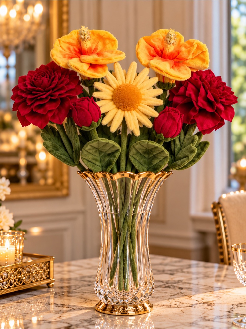 CJ HENDRY Red and Yellow Floral Arrangement 2026 ( only flowers, no vase)